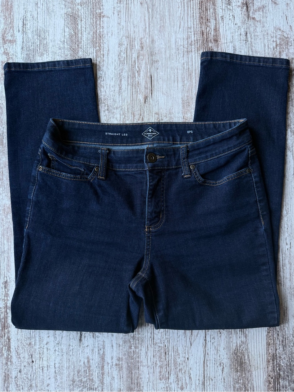 St John’s Bay Straight Leg Jeans Blue Size 6P Like New